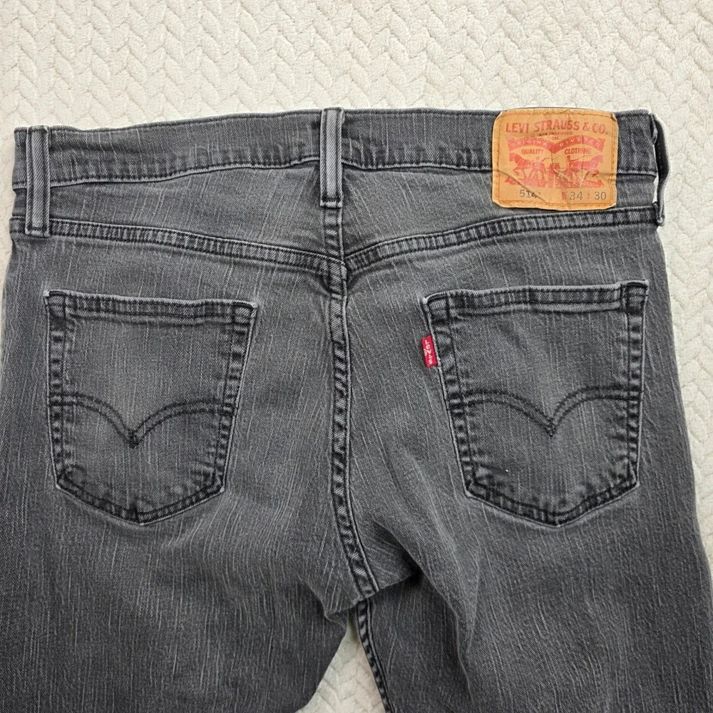 Levis 514‎ Straight Fit Mens Grey Denim Jeans 34x30 Classic Casual Pants
